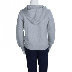 Pre Owned Moschino Kid Grey Zip Front Hooded Sweatshirt 8 Yrs