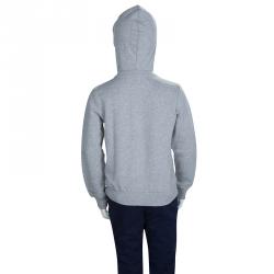 Pre Owned Moschino Kid Grey Zip Front Hooded Sweatshirt 8 Yrs