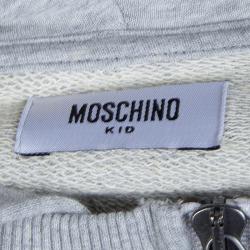 Pre Owned Moschino Kid Grey Zip Front Hooded Sweatshirt 8 Yrs