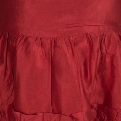 Pre Owned Oscar de la Renta Red Tafetta Tiered Ruffle Detail Dress 8 Yrs