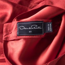 Pre Owned Oscar de la Renta Red Tafetta Tiered Ruffle Detail Dress 8 Yrs