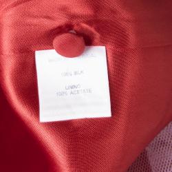 Pre Owned Oscar de la Renta Red Tafetta Tiered Ruffle Detail Dress 8 Yrs