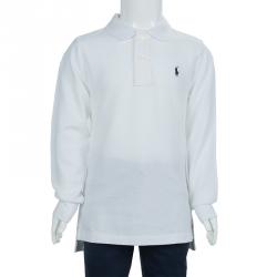 Pre Owned Polo By Ralph Lauren White Long Sleeve Polo T-Shirt 5 Yrs