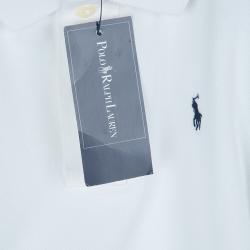 Pre Owned Polo By Ralph Lauren White Long Sleeve Polo T-Shirt 5 Yrs