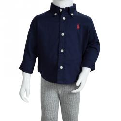 مملوكة مسبقًا Ralph Lauren Navy Blue Cotton Long Sleeve Button Down Shirt 6 Months