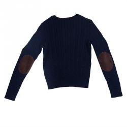 Pre Owned Ralph Lauren Navy Blue Cable Knit Henley Sweater 12-14 Yrs