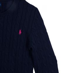 Pre Owned Ralph Lauren Navy Blue Cable Knit Henley Sweater 12-14 Yrs