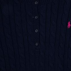Pre Owned Ralph Lauren Navy Blue Cable Knit Henley Sweater 12-14 Yrs