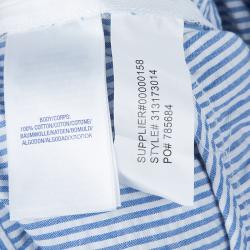 Pre Owned Ralph Lauren Blue and White Striped Seersucker Sleeveless Tiered Dress 16 Yrs