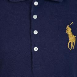 Pre Owned فستان بولو رالف لورين أزرق كحلي بأكمام طويلة وكشكشة بالأسفل 6 سنوات