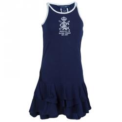 Pre Owned Ralph Lauren Navy Blue Jersey Sleeveless Ruffle Bottom Dress 6 Yrs