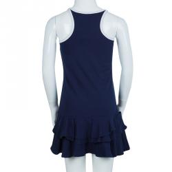Pre Owned Ralph Lauren Navy Blue Jersey Sleeveless Ruffle Bottom Dress 6 Yrs