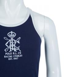 Pre Owned Ralph Lauren Navy Blue Jersey Sleeveless Ruffle Bottom Dress 6 Yrs