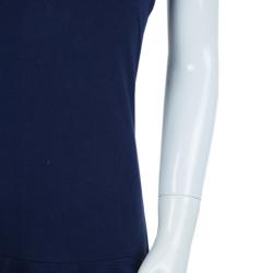 Pre Owned Ralph Lauren Navy Blue Jersey Sleeveless Ruffle Bottom Dress 6 Yrs