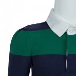 Pre Owned تي شيرت رالف لورين بولو أزرق وأخضر مخطط 6 سنوات