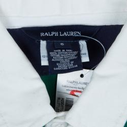 Pre Owned تي شيرت رالف لورين بولو أزرق وأخضر مخطط 6 سنوات