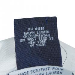 Pre Owned تي شيرت رالف لورين بولو أزرق وأخضر مخطط 6 سنوات