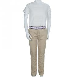 Pre Owned Ralph Lauren Khaki Belted Cotton Trousers 10 Yrs