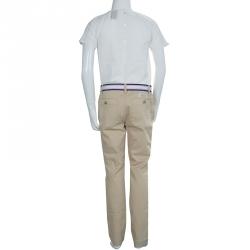 Pre Owned Ralph Lauren Khaki Belted Cotton Trousers 10 Yrs