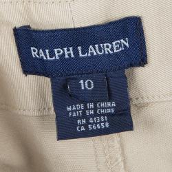 Pre Owned Ralph Lauren Khaki Belted Cotton Trousers 10 Yrs
