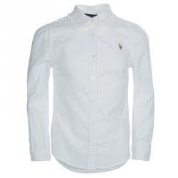 Pre Owned Ralph Lauren White Peter Pan Collar Long Sleeve Buttondown Cotton Shirt 6 Yrs