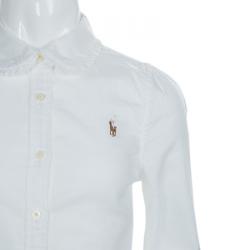 Pre Owned Ralph Lauren White Peter Pan Collar Long Sleeve Buttondown Cotton Shirt 6 Yrs