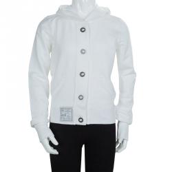 مملوكة مسبقًا Ralph Lauren White Kangaroo Pocket Buttondown Hoodie 8/10 Yrs
