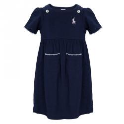 Pre Owned Ralph Lauren Navy Blue Knit Dress And Bloomer Set 6 Months