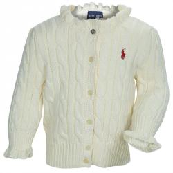 Pre Owned Ralph Lauren Off-White Cable Knit Cardigan 9 Months