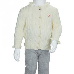 Pre Owned Ralph Lauren Off-White Cable Knit Cardigan 9 Months