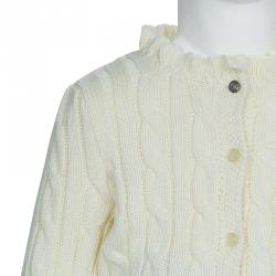Pre Owned Ralph Lauren Off-White Cable Knit Cardigan 9 Months