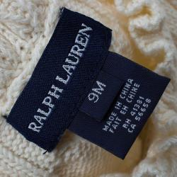 Pre Owned Ralph Lauren Off-White Cable Knit Cardigan 9 Months