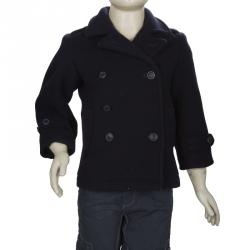 Pre Owned معطف رالف لورين صوف أزرق كحلي بصفي أزرار سنتين