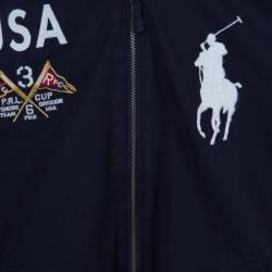 Pre Owned Polo Ralph Lauren Navy Blue Logo Embroidered Hooded Jacket 8 Yrs