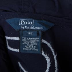 Pre Owned Polo Ralph Lauren Navy Blue Logo Embroidered Hooded Jacket 8 Yrs