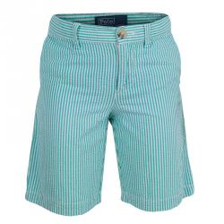 Pre Owned Polo By Ralph Lauren Green Seersucker Striped Bermuda Shorts 5 Yrs