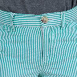 Pre Owned Polo By Ralph Lauren Green Seersucker Striped Bermuda Shorts 5 Yrs