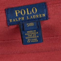 Pre Owned Polo By Ralph Lauren Red Printed Crew Neck T-Shirt 8 Yrs
