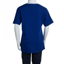 Pre Owned تي شيرت بولو باي رالف لورين رقبة مستديرة مطبوع أزرق 8 سنوات