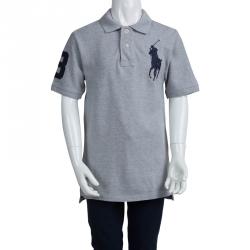 Pre Owned تي شيرت بولو بولو باي رالف لورين رصاصي 8 سنوات