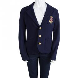 Pre Owned جاكيت بليزر رالف لورين قطن أزرق كحلي بياقة 8-10 سنوات