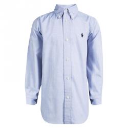 Pre Owned قميص رالف لورين أزرار أمامية أكمام طويلة قطن أزرق 7 سنوات