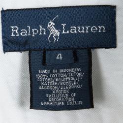 قميص رالف لورين قطن أبيض أكمام طويلة أزرار أمامية 4 سنوات