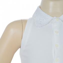 Pre Owned Ralph Lauren White Knit Eyelet Embroidered Collar Detail Sleeveless Dress 5 Yrs