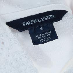 Pre Owned Ralph Lauren White Knit Eyelet Embroidered Collar Detail Sleeveless Dress 5 Yrs