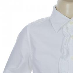 Pre Owned Ralph Lauren White Ruffle Detail Long Sleeve Button Down Cotton Shirt 8 Yrs