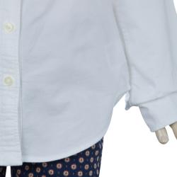 Pre Owned Ralph Lauren White Ruffle Detail Long Sleeve Button Down Cotton Shirt 8 Yrs