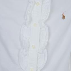Pre Owned Ralph Lauren White Ruffle Detail Long Sleeve Button Down Cotton Shirt 8 Yrs