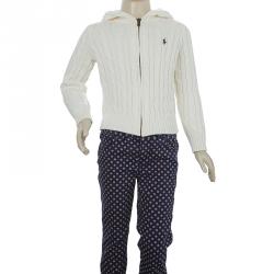Pre Owned Ralph Lauren White Cable Knit Hoodie 5 Yrs