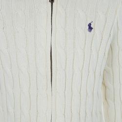 Pre Owned Ralph Lauren White Cable Knit Hoodie 5 Yrs